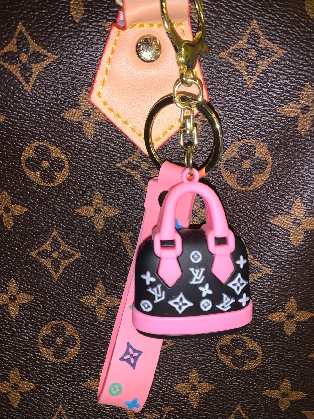 Monogram bag/purse charm keychain wristlet